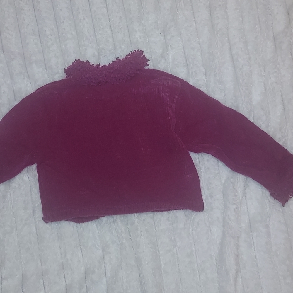 Purple Kids Cardigan Sweater With Fringe - Picture 5 of 5